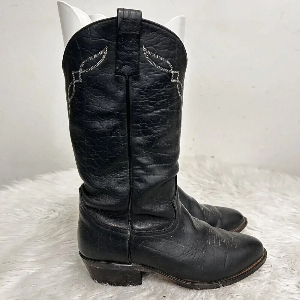 Vintage Tony Lama Men\'s Black Cowboy Boots Western Leather Size 8.5 EE TONY LAMA 7926 MEN main image 4